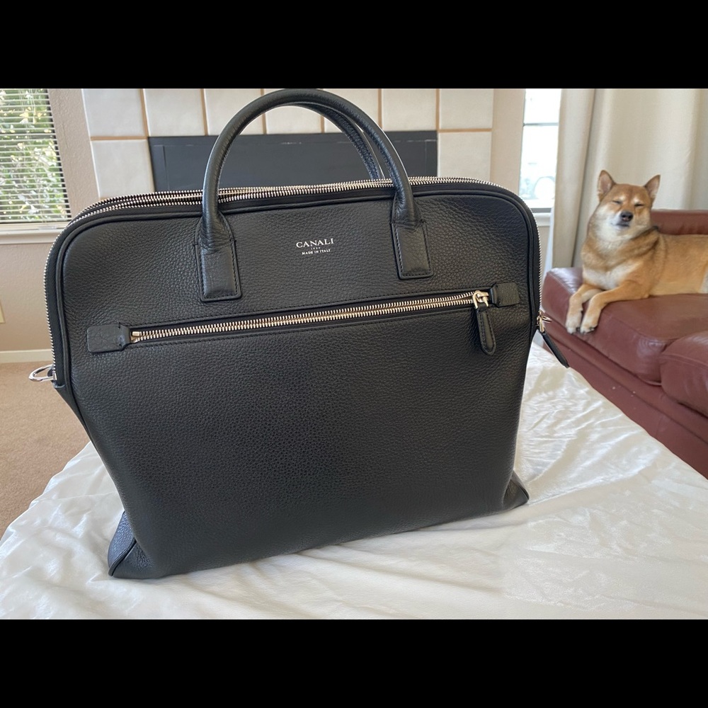 CANALI Tumbled Calfskin BriefCase